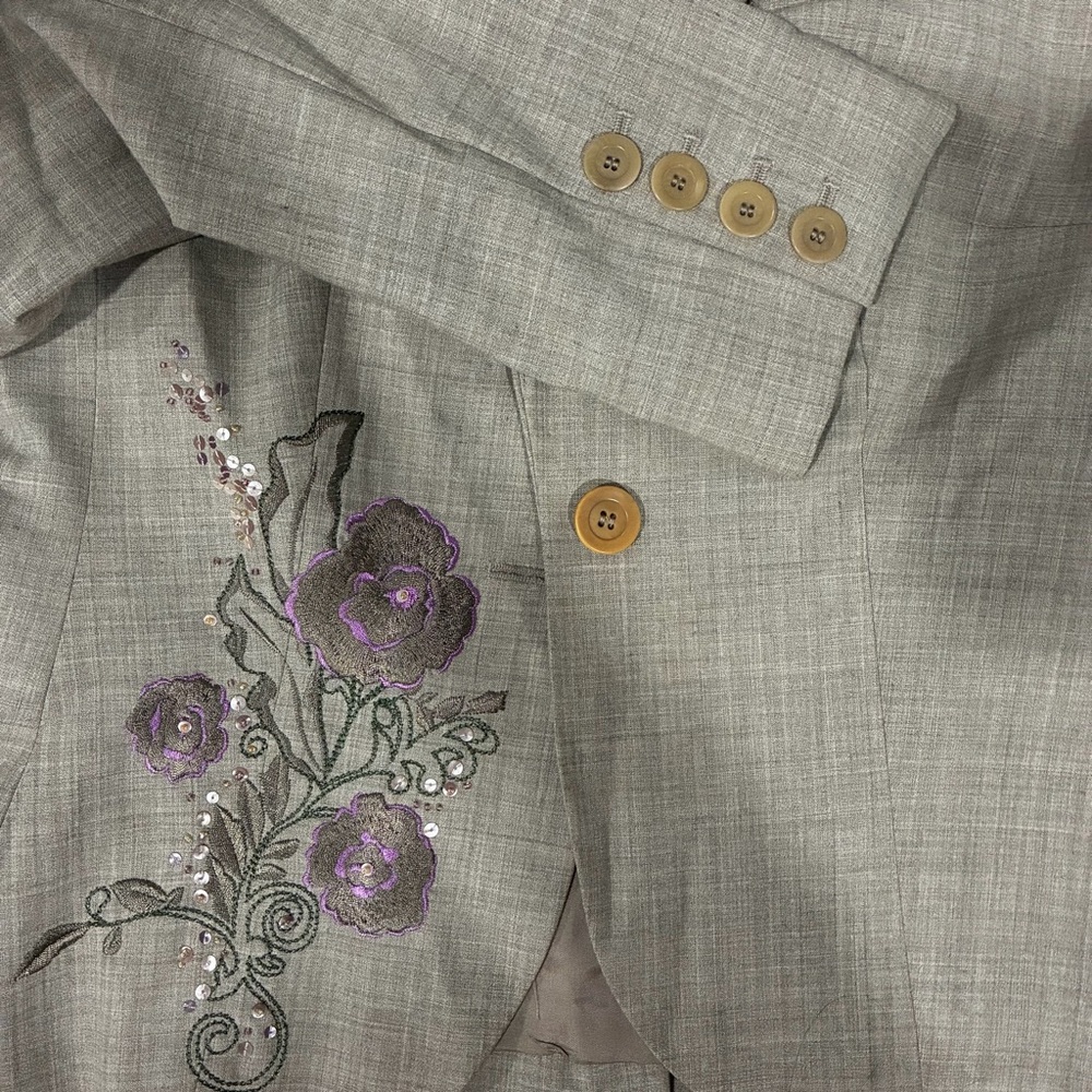 Laundry Shelli Segal Embroidered Floral Blazer sz 4 - Picture 3 of 5